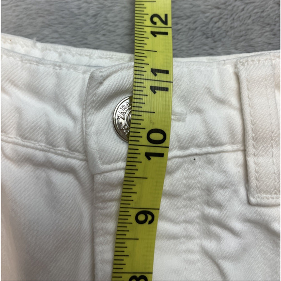 Zara High Waist Wide Leg Jeans Womens 2 White 100% Cotton Crop Buttonfly Coastal - Picture 7 of 9